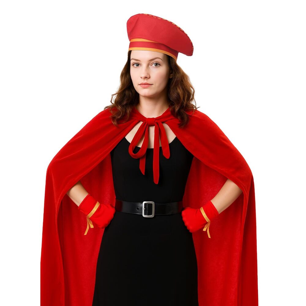 4143 5 Pcs Renaissance Cosplay Outfit For Halloween Red Velvet - Picture 4 of 6